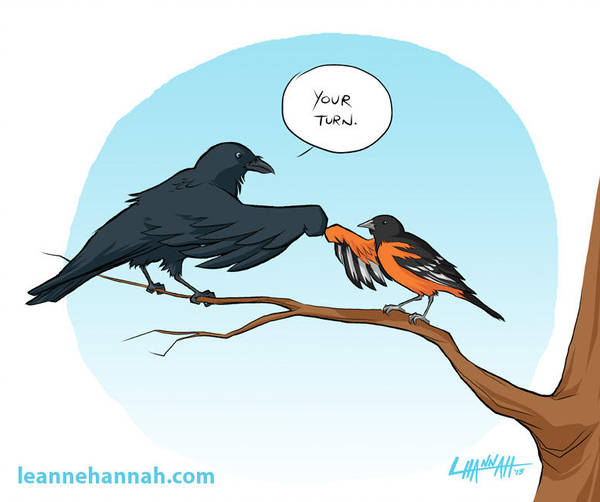 2013 abstract_background ambiguous_gender avian baltimore_oriole baltimore_orioles_(mlb) baltimore_ravens beady_eyes beak biped bird bird_feet black_beak black_eyes black_feathers black_tail black_wings blue_background branch compression_artifacts corvid dialogue digital_drawing_(artwork) digital_media_(artwork) duo english_text feathered_wings feathers feral feralized fist fist_bump gradient_background grey_beak icterid looking_at_another male mascot mlb multicolored_feathers multicolored_wings new_world_oriole nfl on_branch orange_feathers orange_wings poe_(baltimore_ravens) raven semi-anthro signature simple_background size_difference smaller_male smile speech_bubble standing stratosmacca tail_feathers text the_oriole_bird_(mascot) tree url white_background white_feathers white_wings wings