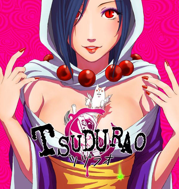 amaterasu atlus breasts catherine_(game) center_opening cleavage hood large_breasts lips mole nail_polis nail_polish okami ookami_(game) parody planetoid rao red_eyes short_hair