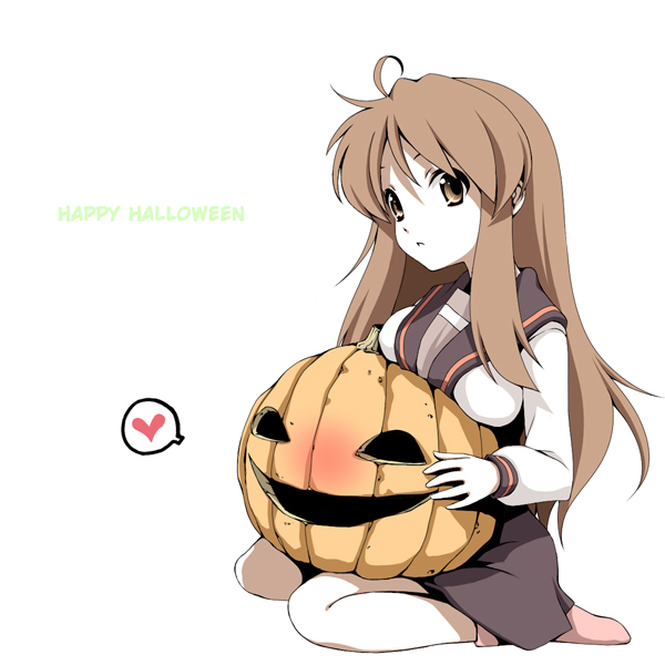 asahina_mikuru brown_eyes brown_hair gothic halloween hard_translated maskman pumpkin school_uniform suzumiya_haruhi_no_yuuutsu translated
