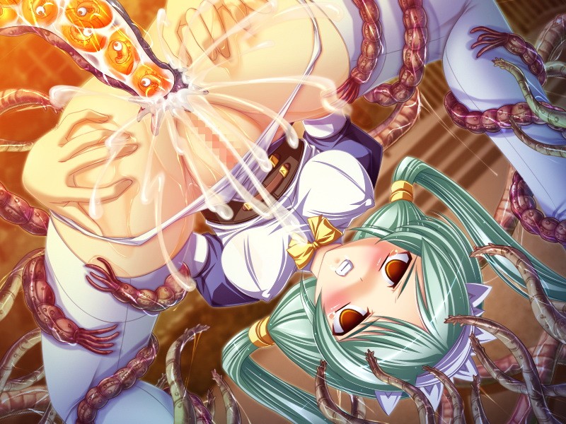 anal ass ass_grab blush brown_eyes censored egg_laying empty_eyes erect_nipples green_hair implantation impregnation legs_over_head lusterise maid mini_envy rolleyes rolling_eyes saikyou_mahou_shoujo_arina spread_legs tentacle twintails