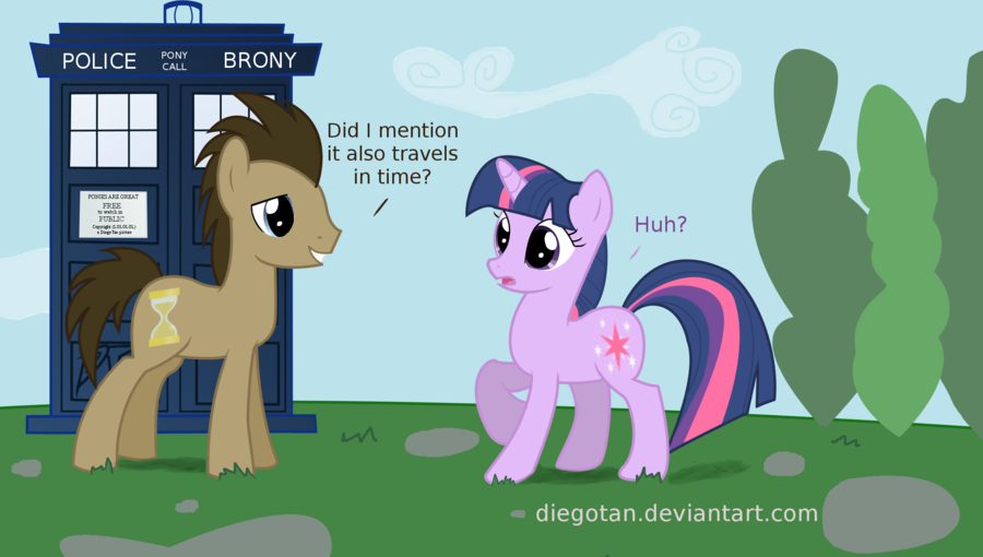 cloud crossover dialogue diegotan doctor_who doctor_whoof_(mlp) dt equine female friendship_is_magic horse male my_little_pony note paper phone_booth pony sky tree unicorn wood