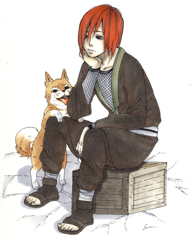 1boy akatsuki_(naruto) boy dog lowres nagato nagato_(naruto) naruto naruto_shippuuden ninja phoenix-xx red_hair