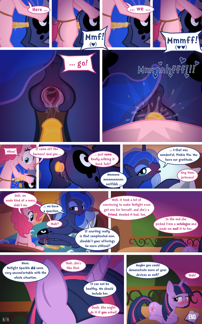 alicorn comic dialog dialogue dildo english_text equine female feral friendship_is_magic horn horse lesbian mammal my_little_pony orgasm penetration pinkie_pie_(mlp) pony princess_luna_(mlp) pussy sex sex_toy strapon syoee_b text twilight_sparkle_(mlp) unicorn vaginal vaginal_penetration