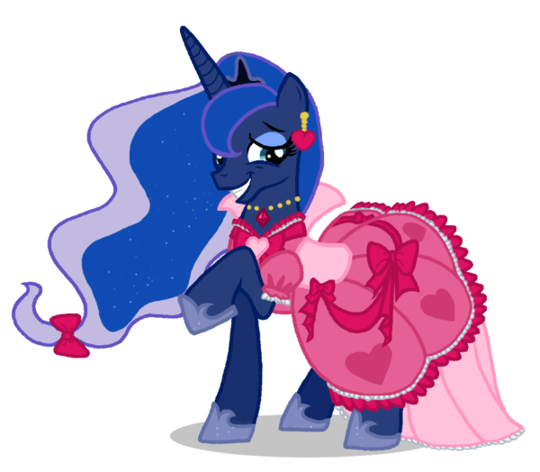alicorn alpha_channel blue_hair crown dress ear_piercing earings equine female feral flausch-katzerl friendship_is_magic hair horn mammal my_little_pony necklace piercing pink pink_clothing pink_dress plain_background princess_luna_(mlp) ribbons solo transparent_background unicorn