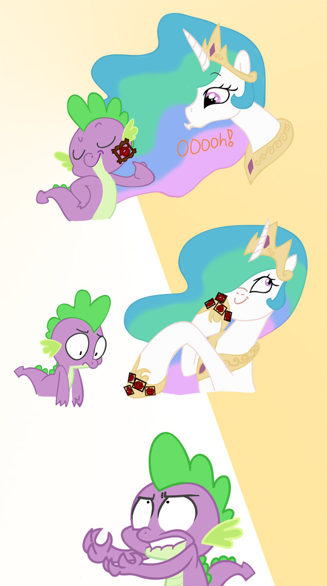 alicorn animal_ears crown cub dragon duo equine female feral friendship_is_magic hair horn horse kissing male mammal multi-color_hair multi-colored_hair my_little_pony peppersupreme pony princess princess_celestia_(mlp) royalty scalie spike_(mlp) tail young