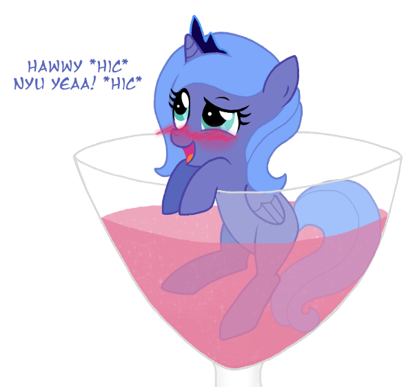 alicorn beverage blush crown cub drunk english_text equine female feral flausch-katzerl friendship_is_magic hair horn horse long_hair mammal my_little_pony pony princess_luna_(mlp) solo tail text tiara wine wine_glass winged_unicorn wings young