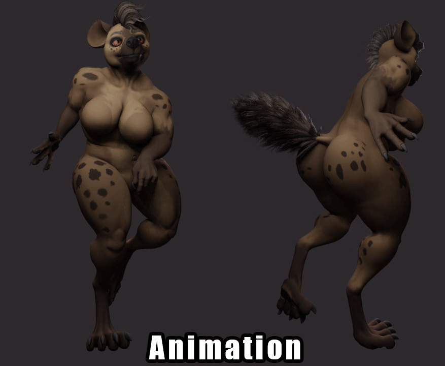 3d_(artwork) animated anthro digital_media_(artwork) female hyena kruk mammal solo