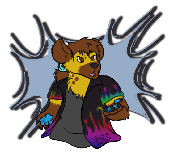 2021 ambiguous_gender anthro black_claws black_clothing blue_clothing blue_pawpads brown_body brown_ears brown_eyes brown_fur brown_hair chu_(the-chu) claws clothing dognoms fur green_clothing grey_clothing hair hyena mammal markings multicolored_body multicolored_fur orange_clothing pawpads paws pink_clothing purple_clothing red_clothing signature solo spots spotted_body spotted_fur spotted_hyena spotted_markings topwear two_tone_body two_tone_fur yellow_body yellow_clothing yellow_fur