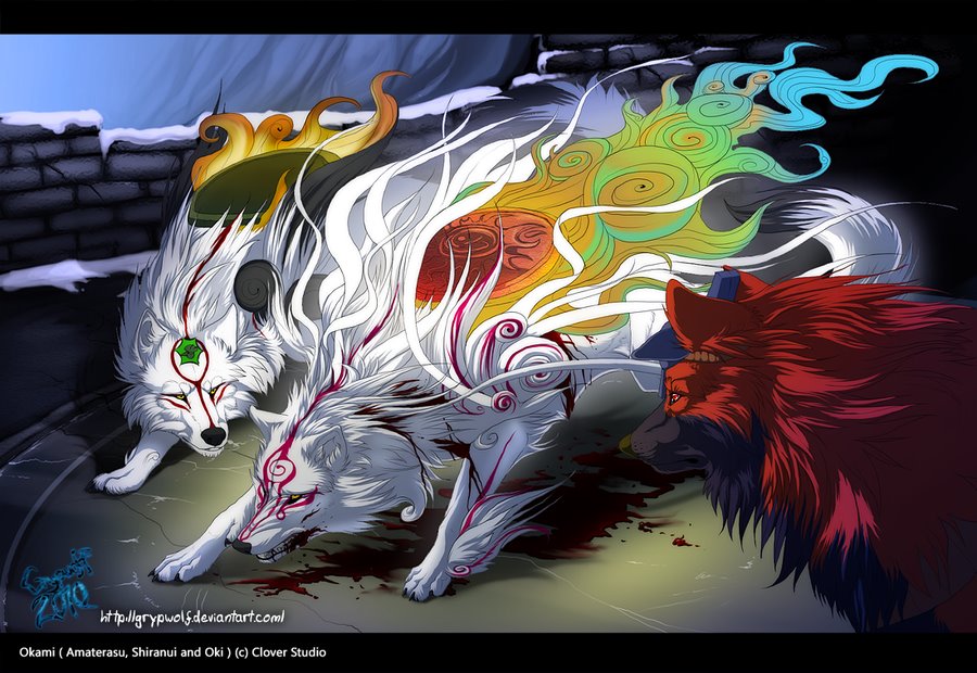 amaterasu blood canine deity grypwolf night oki shiranui video_games wolf ōkami