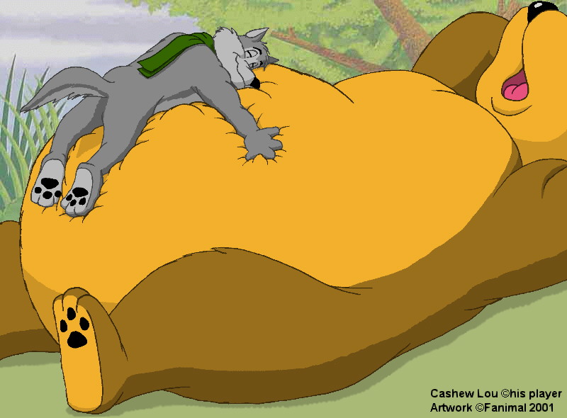 belly canine cashewlou chubby cuddle cuddling duo fanimal hug macro male mammal nude overweight scarf size_difference sleeping snuggle tree wolf wood