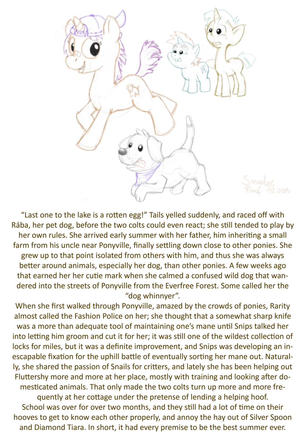 colt cub cutie_mark dog english_text equine female feral friendship_is_magic horn male mammal my_little_pony oc original_character puppy_dog_tails smudge_proof snails_(mlp) snips_(mlp) tail text tomboy unicorn what_are_little_boys_made_of? young