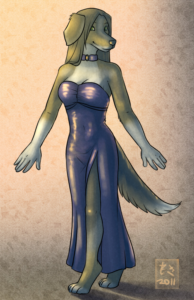 anthro cali canine dog female long_dress mammal mosa paws solo tail tyu