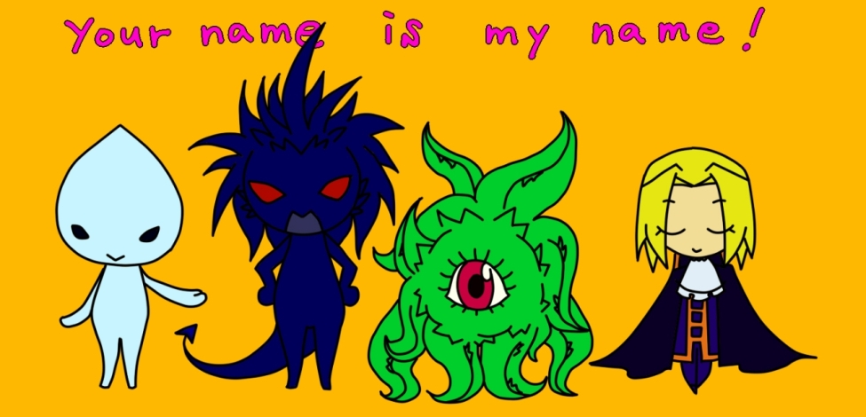 blackheart_(marvel) blonde_hair capcom castlevania chibi demon demon_tail marvel melty_blood red_eyes shuma_gorath street_fighter tail tentacle tsukihime twelve vampire wallachia