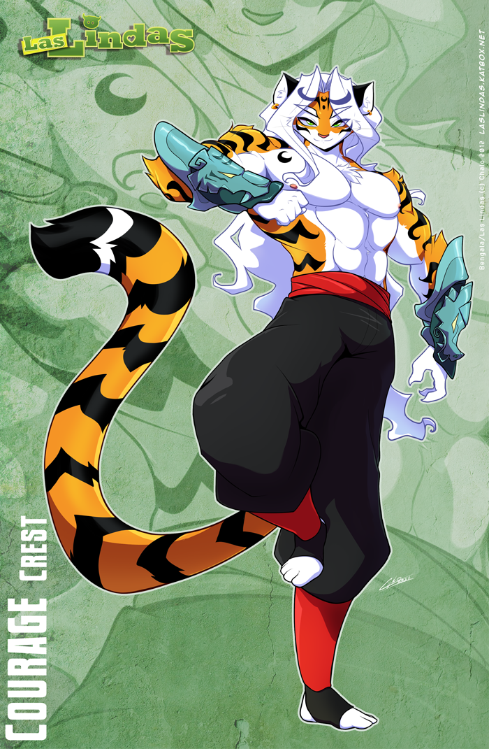 chalo clothing feline green_eyes hair long_hair long_white_hair looking_at_viewer male mammal pants solo stripes tail tiger white_hair