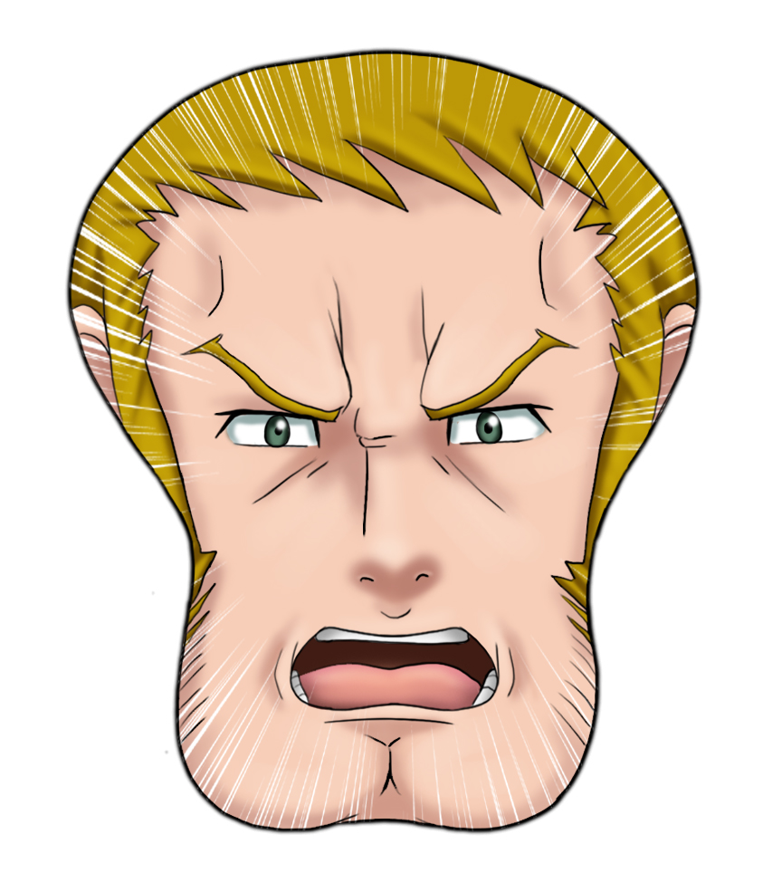 chin emphasis_lines face gundam gundam_age iwark_briar male_focus meme mousepad parody simple_background solo tk8d32 we're_forced! white_background