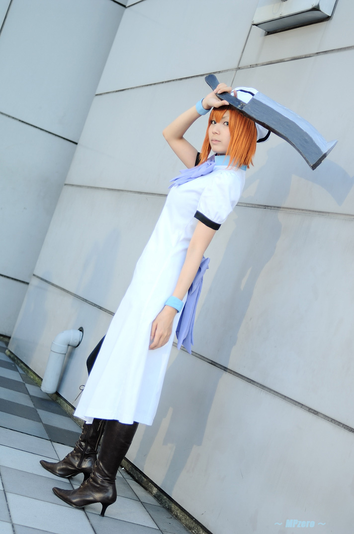 billhook boots cosplay hat higurashi_no_naku_koro_ni nagicha_(model) orange_hair photo ryuuguu_rena sailor_hat