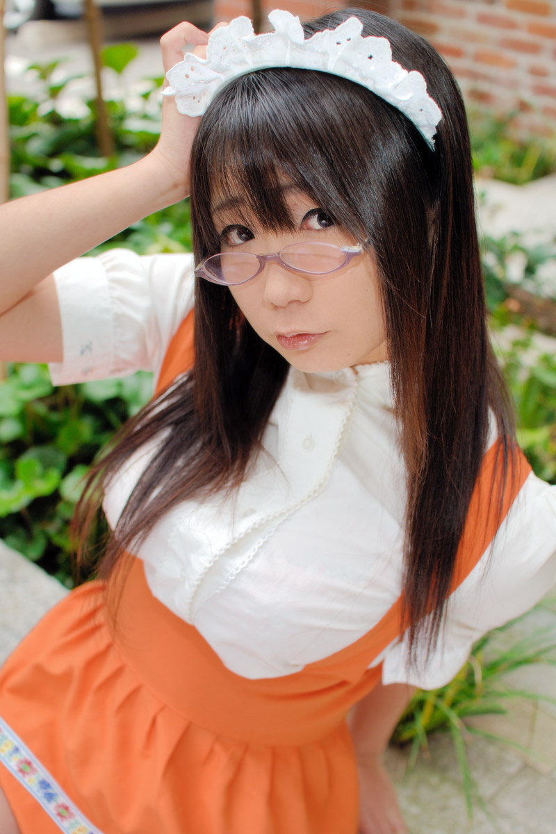 anna_miller's anna_miller's apron asian chocoball cosplay glasses highres photo waitress