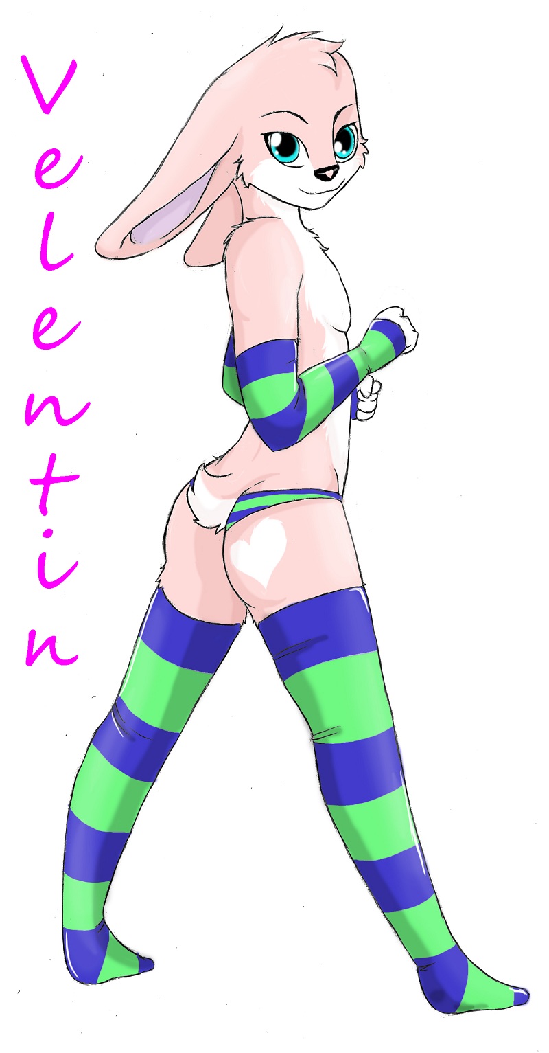 &hearts; &lt;3 &lt;3_tattoo anthro arm_warmers back_view blue_eyes butt butt_markings countershade_tail crossdressing cyan_eyes digital_media_(art) ears_down facial_markings feminine fluffbob_tail full-length_portrait fur girly lagomorph legwear long_ears looking_at_viewer looking_back male mammal markings panties pink pink_fur pink_markings plain_background rabbit side_view solo spread_legs spreading standing stockings striped_clothing striped_panties striped_stockings three-quarter_view underwear valentin_(artist) velentin_chensie velentin_chensie(character) white_background white_countershading white_fur zigie(artist)