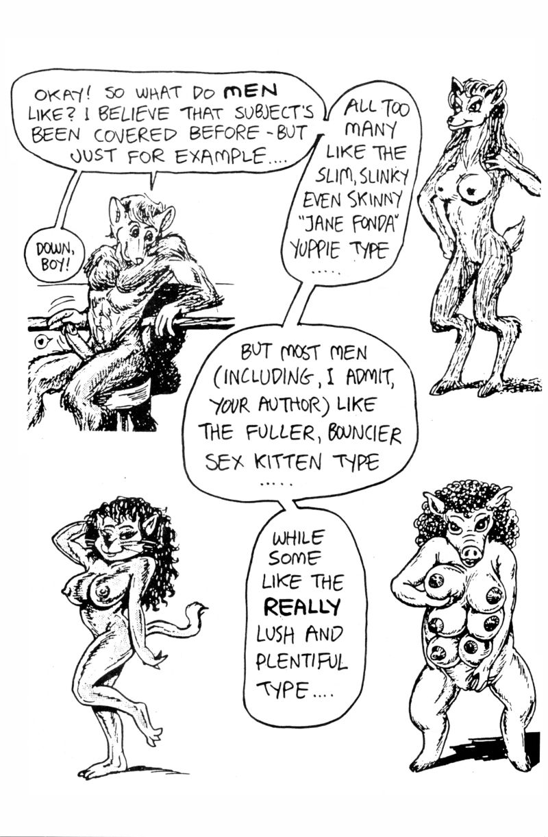 big_breasts black_and_white breasts canine claws comic dialog dialogue english_text erection feline female hooves karno kiartan_arnorsson male mammal monochrome multi_breast nipples penis pig porcine slim text thin