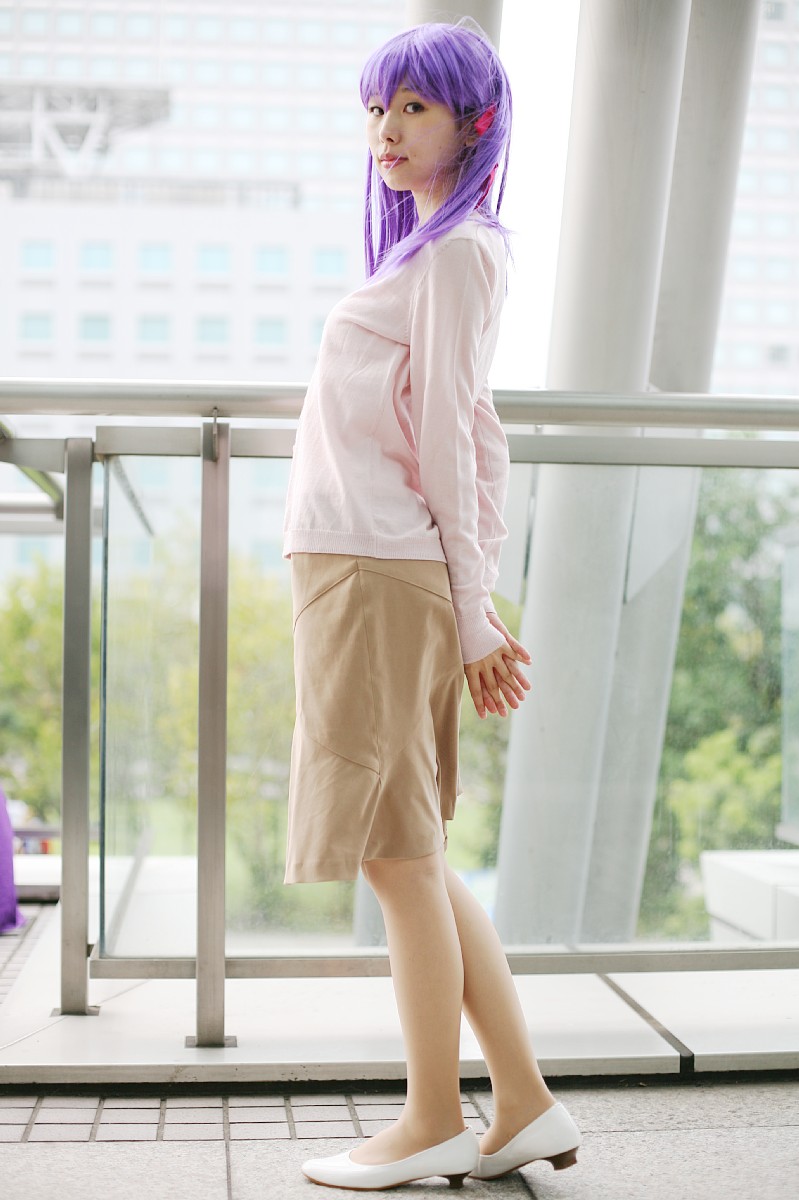 camisole cardigan cosplay fate/stay_night fate_(series) hair_ribbon hair_ribbons highres matou_sakura minato_misa photo purple_hair ribbon skirt