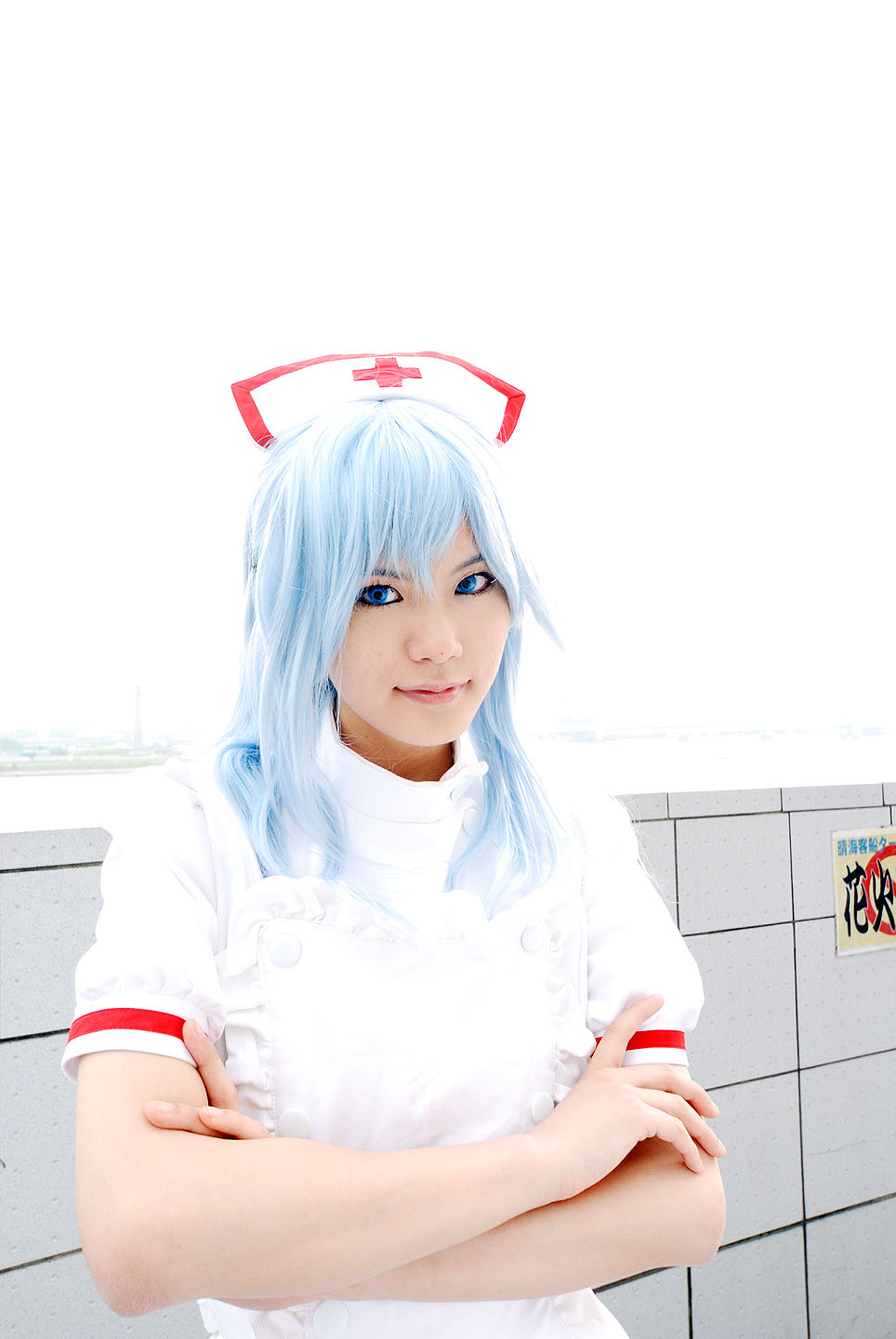 blue_hair cosplay highres kouno_tooru kouzuki_suzuka nurse nurse_uniform photo princess_princess