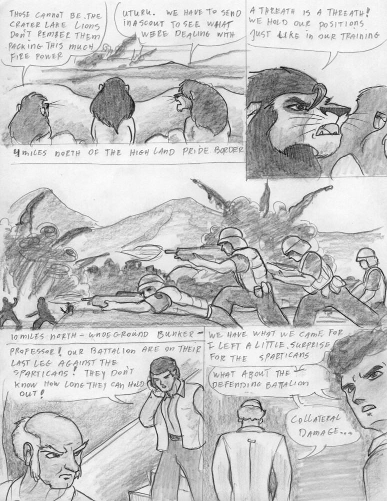 black_and_white comic dialog dialogue english_text feline feral greyscale human leovictor leovictor64 lion male mammal monochrome shaded sketch text uturu war