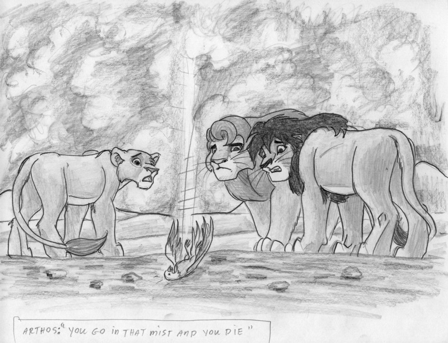arthos black_and_white comic dialog dialogue english_text feline female greyscale kunei leovictor leovictor64 lion male mammal monochrome shaded sketch text