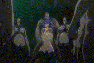1girl ahegao animated animated_gif bent_over blue_hair breasts censored cum cum_in_pussy cum_inside fat fat_man fucked_silly impregnation large_breasts lowres makai_kishi_ingrid monster nipples orgasm rape red_eyes sex vaginal yatsu_murasaki
