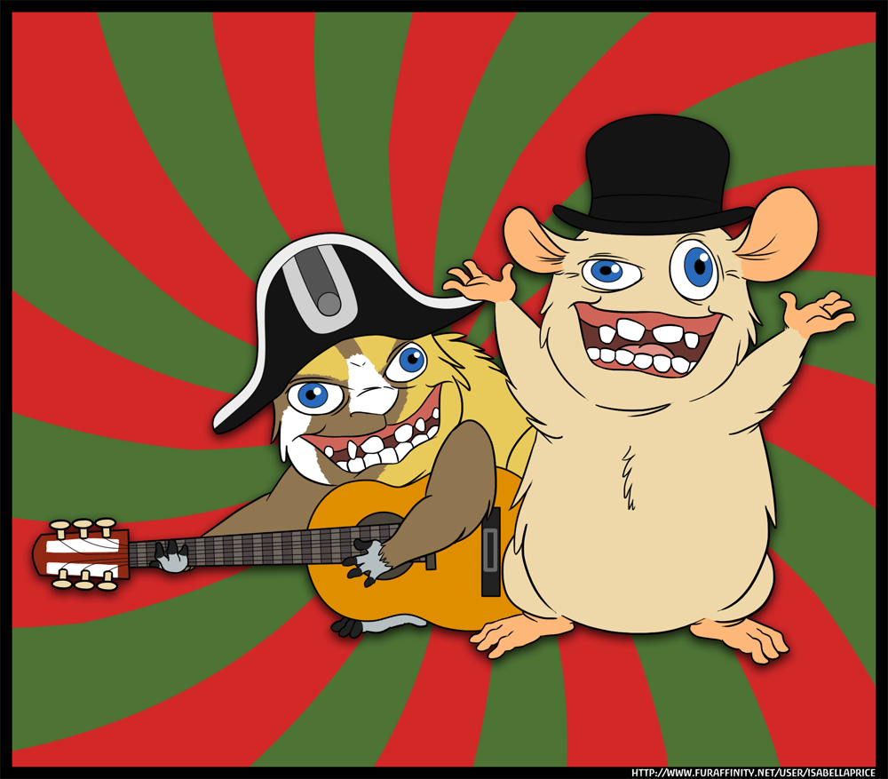 brown_fur clothing fanart fur guitar hat humor instrument invalid_tag isabellaprice male mammal music nightmare_fuel open_mouth rathergood rodent sponge_monkey tan_fur teeth white_fur