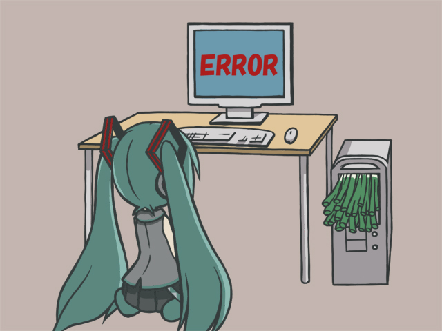 bad_id bad_pixiv_id chibi computer error_message from_behind hatsune_miku keyboard_(computer) long_hair monitor mouse_(computer) sitting spring_onion tsumutsumu twintails very_long_hair vocaloid wariza you're_doing_it_wrong