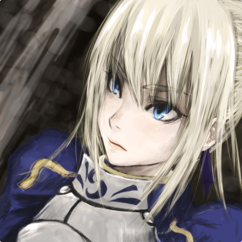 armor artoria_pendragon_(all) blonde_hair blue_eyes face fate/stay_night fate_(series) koromoya_kai lips saber solo