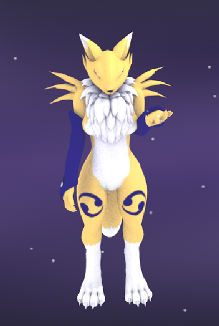 breasts canine demon digimon female fluffy fluffy_tail fox gloves kishin mammal model renamon slim slime solo standing