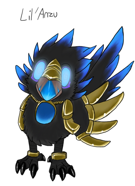 armor avian baby beak bird black black_feathers blue blue_feathers crow glowing gold hean jewelry looking_at_viewer metal pet plain_background raven raven_lord solo video_games vonderdevil warcraft white_background world_of_warcraft wow young