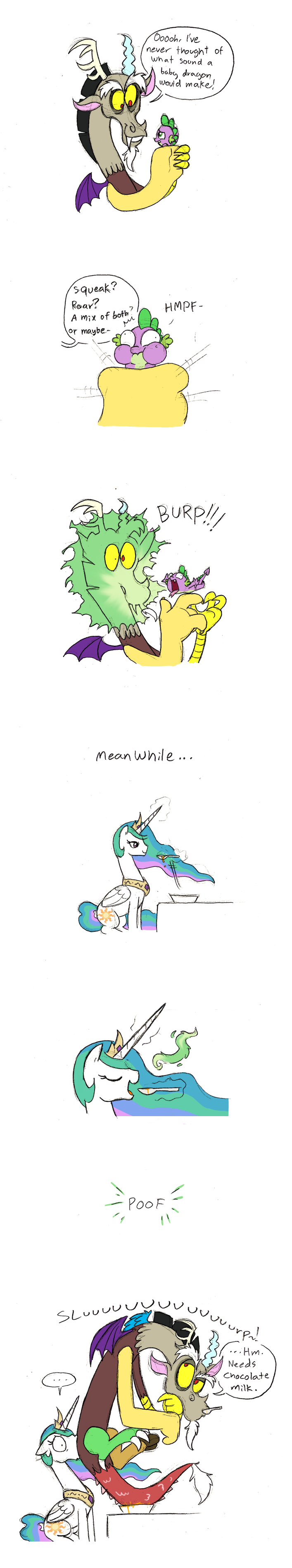 comic cutie_mark discord_(mlp) draconequus dragon english_text equine female feral fire friendship_is_magic horn horse male mammal mickeymonster my_little_pony pony princess princess_celestia_(mlp) royalty shocked spike_(mlp) text winged_unicorn wings