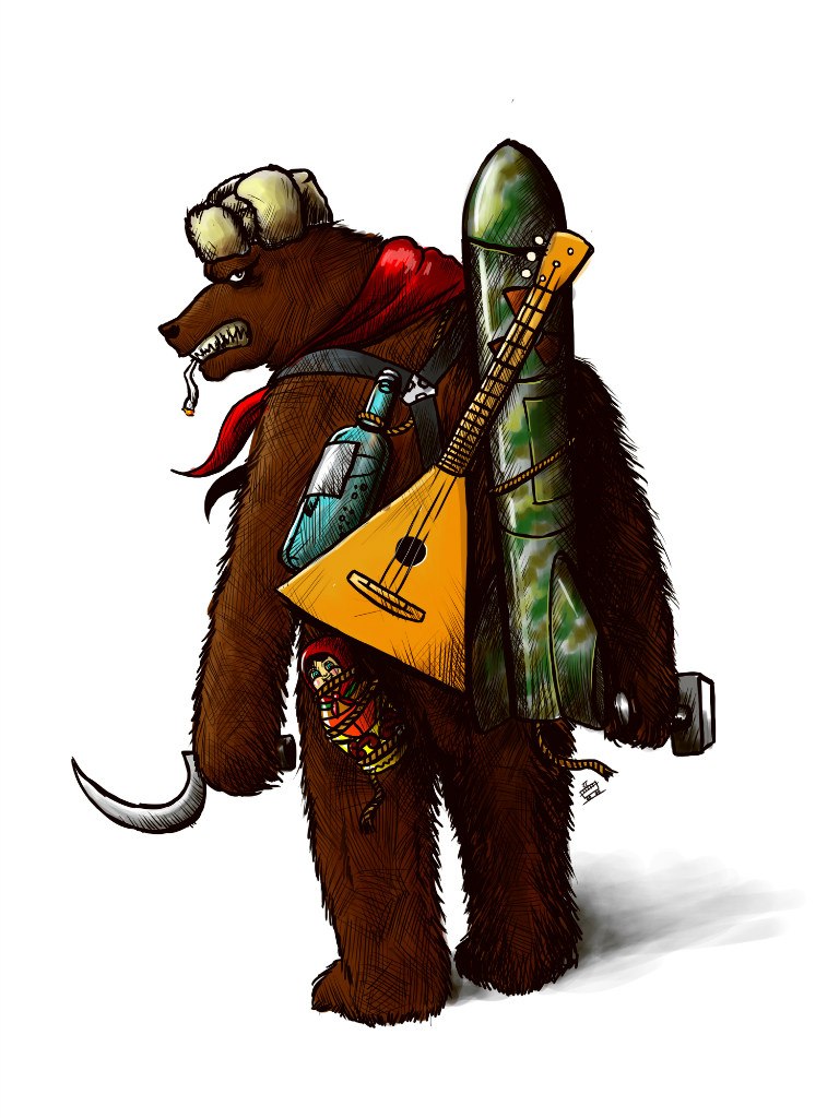 bear hat mammal matryoshka nuclear_bomb russian unknown_artist ushanka vodka