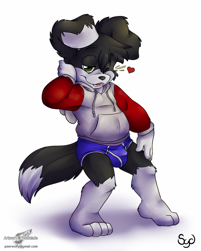 bulge canine cub male mammal one_eye_closed roni solo underwear wink wolfblade young