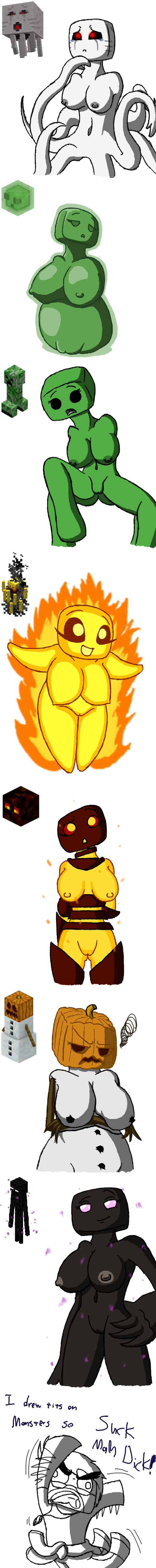 blaze creeper enderman ghast magma_cube minecraft nintendoart slime snow_golem