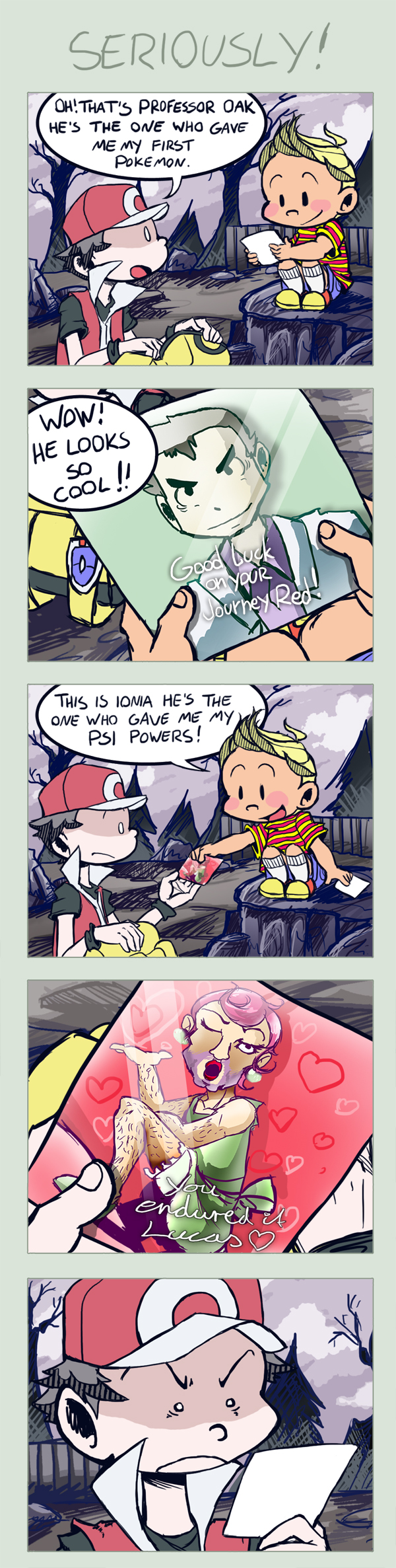 &hearts; &lt;3 comic crossover earthbound green human humor ionia janice-stein lucas magypsy male mammal mother_3 nintendo oak pok&#233;mon pok&#233;mon_trainer pok&eacute;mon pok&eacute;mon_trainer professor_oak red_(pok&#233;mon) super_smash_bros super_smash_brothers the_truth video_games