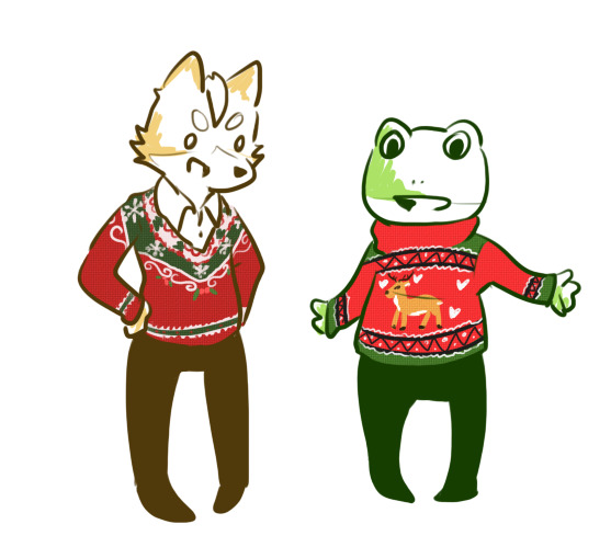 &lt;3 amphibian anthro black_nose bottomwear canid canine christmas christmas_clothing christmas_sweater christmas_topwear clothed clothing deer dress_shirt duo fox fox_mccloud frog fully_clothed fur green_body green_bottomwear green_clothing green_pants green_skin green_sweater green_topwear hands_on_hips holidays male mammal new_world_deer nintendo open_mouth orange_body orange_fur pants pattern_clothing pattern_sweater pattern_topwear red_bottomwear red_clothing red_pants red_scarf red_sweater red_topwear reindeer scarf shirt slippy_o'donnell slippy_toad smile star_fox sweater topwear white_clothing white_dress_shirt white_shirt white_topwear