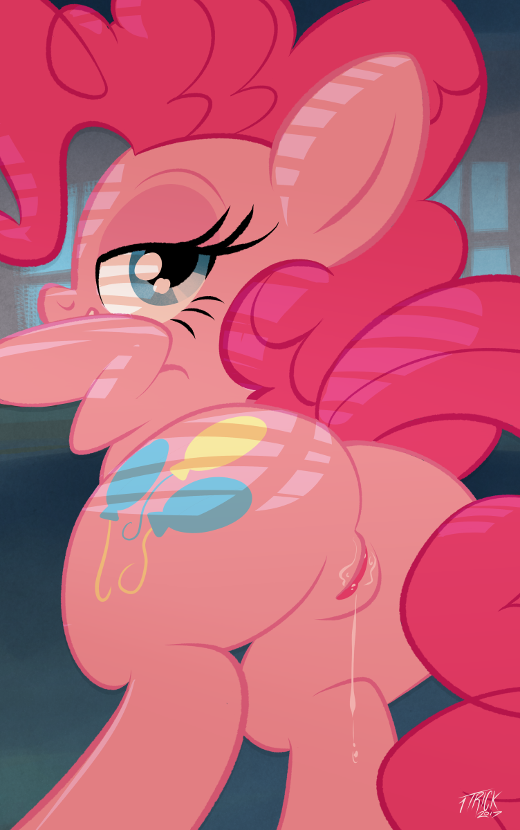 1trick blue_eyes female friendship_is_magic genitals hasbro hi_res my_little_pony pink_body pinkie_pie_(mlp) pussy solo