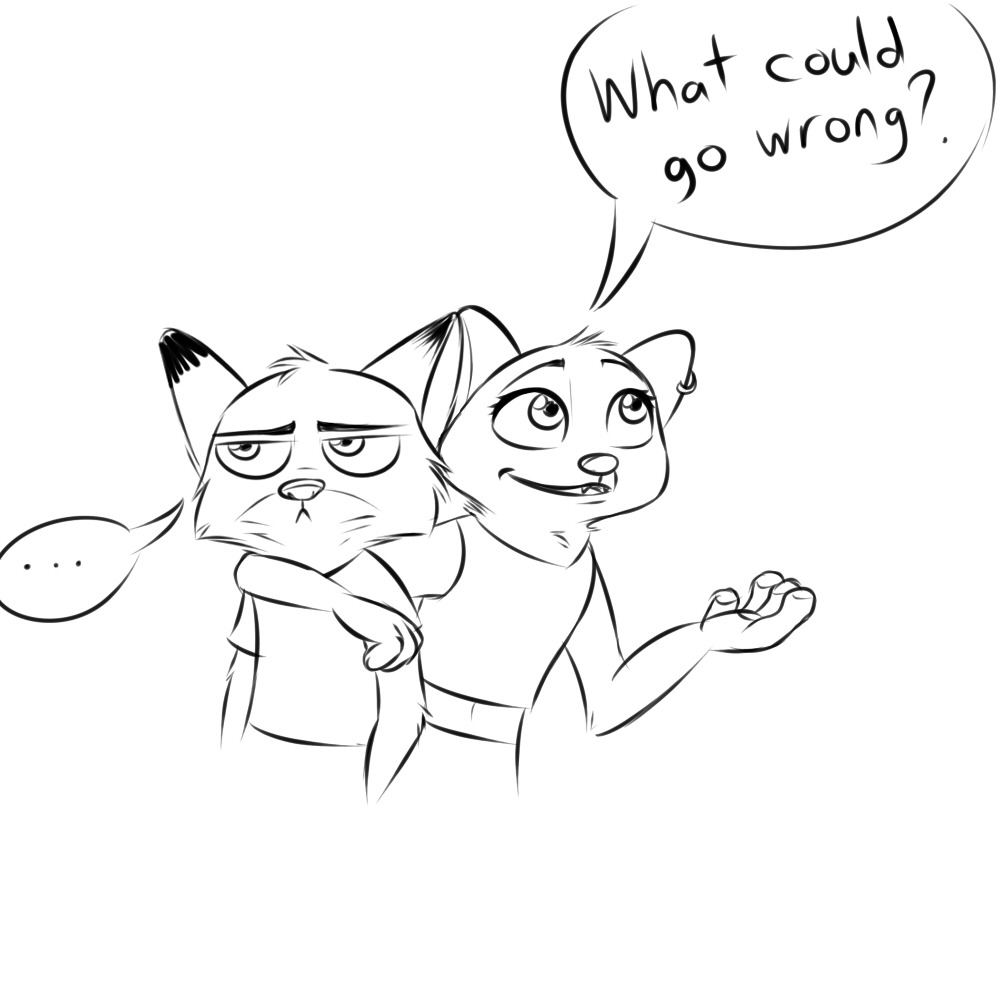 ... annoyed black_and_white canine comic disney duo ear_piercing english_text female fox gokhan16 line_art male mammal monochrome nick_wilde piercing simple_background skye_(zootopia) teenager text white_background young zootopia