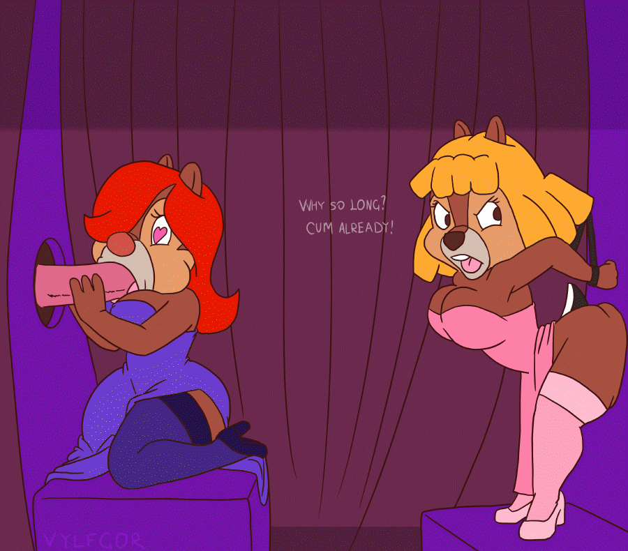 2024 angry animated anthro bdsm big_breasts blonde_hair bondage bound breasts brown_body brown_fur chip_'n_dale_rescue_rangers chip_(disney) chipmunk clothed clothing crossdressing crossgender dale_(disney) digital_media_(artwork) disney duo fellatio female female_penetrated fur ground_squirrel hair legwear long_hair looking_pleasured male male/female male_penetrating male_penetrating_female mammal mostly_clothed oral penetration penile question red_hair rodent sciurid sex stockings tan_body tan_fur text tongue tongue_out vylfgor white_body white_fur