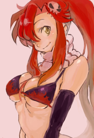 bad_id bad_pixiv_id breasts large_breasts long_hair midriff orie solo tengen_toppa_gurren_lagann underboob yoko_littner