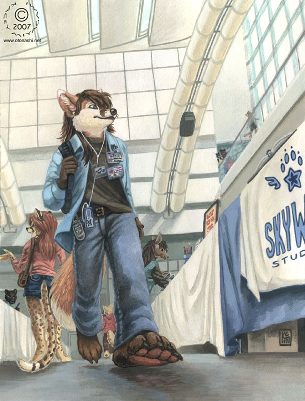 anthro anthrocon badge bag canine cheetah clothing duo equine feline fox horse indoor jeans kacey mammal panther shirt