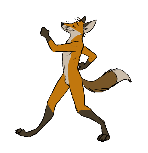 animated anthro canine culpeofox eyes_closed fox happy haters_gonna_hate male mammal nude sheath solo unknown_artist walking