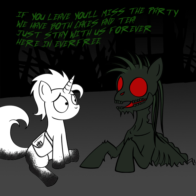 bitterplaguerat dialog dialogue english_text equine female feral friendship_is_magic hair hooves horn horse loki long_hair male mammal mane my_little_pony open_mouth pony red_eyes short_hair story_of_the_blanks text three_leaf_(mlp) undead unicorn zombie zombie_pony