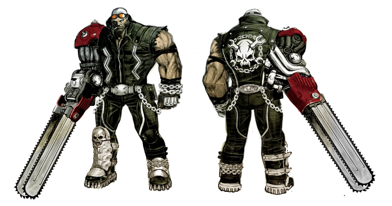 1boy anarchy_reigns chainsaw concept_art goggles jack_cayman madworld max_anarchy muscle