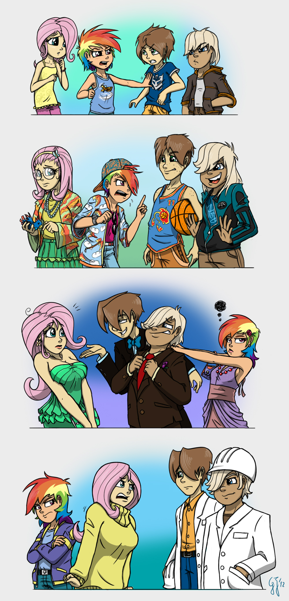 basketball blonde_hair blue_eyes blue_hair blush braces breasts butterfly cleavage clothing crossed_arms dumb_bell_(mlp) ear_piercing eyewear female fluttershy_(mlp) friendship_is_magic glancojusticar green_hair hair hairband hat hoops_(mlp) human humanized insect long_hair male multi-colored_hair my_little_pony open_mouth piercing pink_hair purple_eyes purple_hair rainbow_dash_(mlp) rainbow_hair red_hair sunglasses
