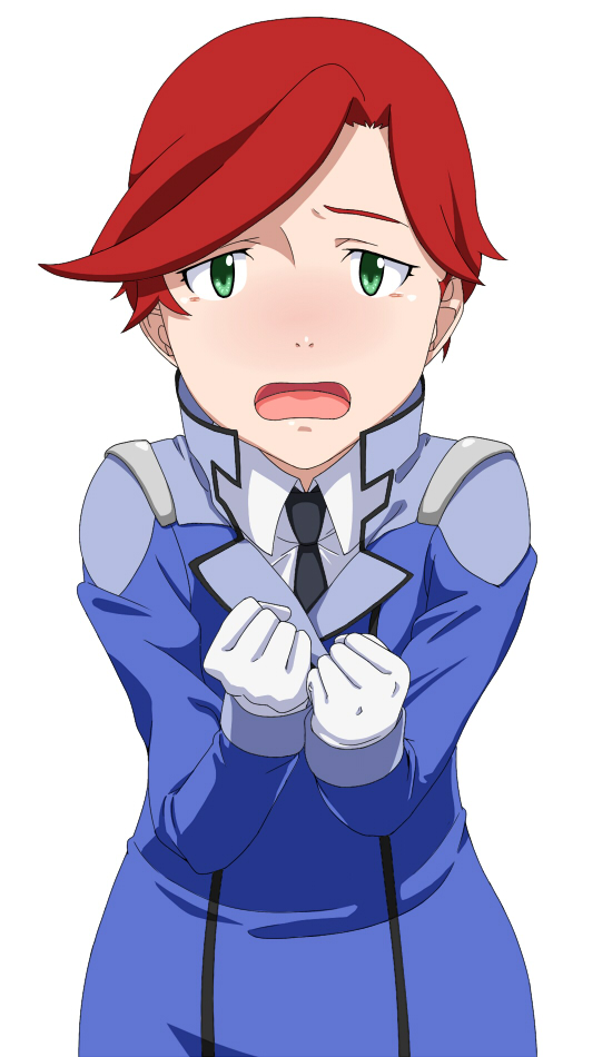 gloves green_eyes gundam gundam_age natora_einus necktie red_hair ribonzu short_hair solo uniform