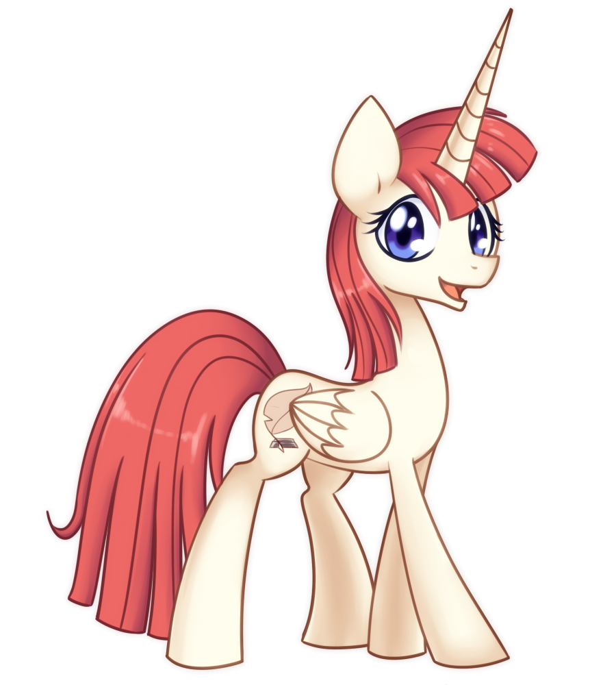 blue_eyes cutie_mark equine fausticorn female feral friendship_is_magic hair horn lauren_faust_(character) looking_at_viewer mammal my_little_pony plain_background red_hair solar-slash solo transparent_background winged_unicorn wings